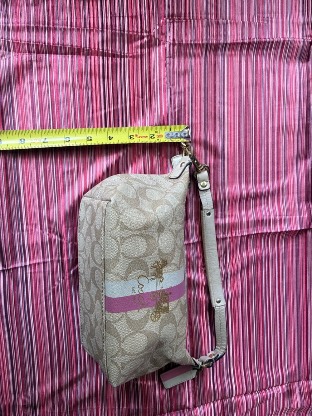 Coach Signature Canvas Mini Hobo with Pink and Lavender Center Stripe - Picture 7 of 7